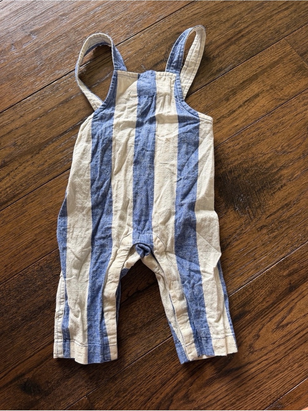 Tea Collection Striped Blue and Cream Baby Overalls